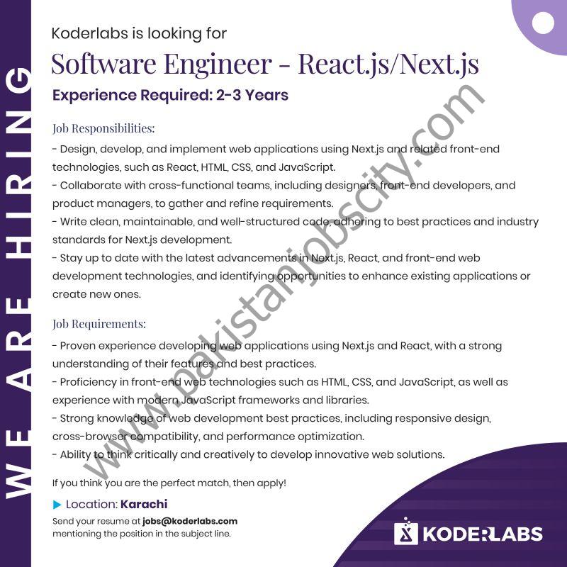 Koder Labs Jobs Software Engineer React . JS / Next . JS 1
