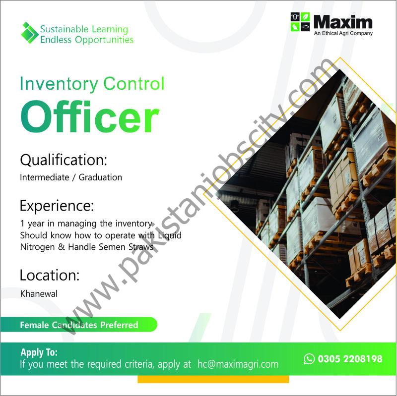 Maxim Agri Pvt Ltd Jobs Inventory Control Officer 1