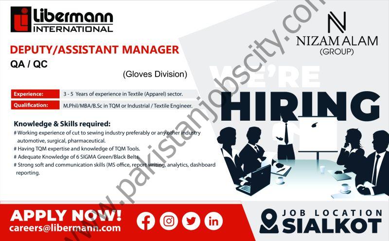 Nizam Alam Group Jobs Deputy / Assistant Manager QA / QC 1