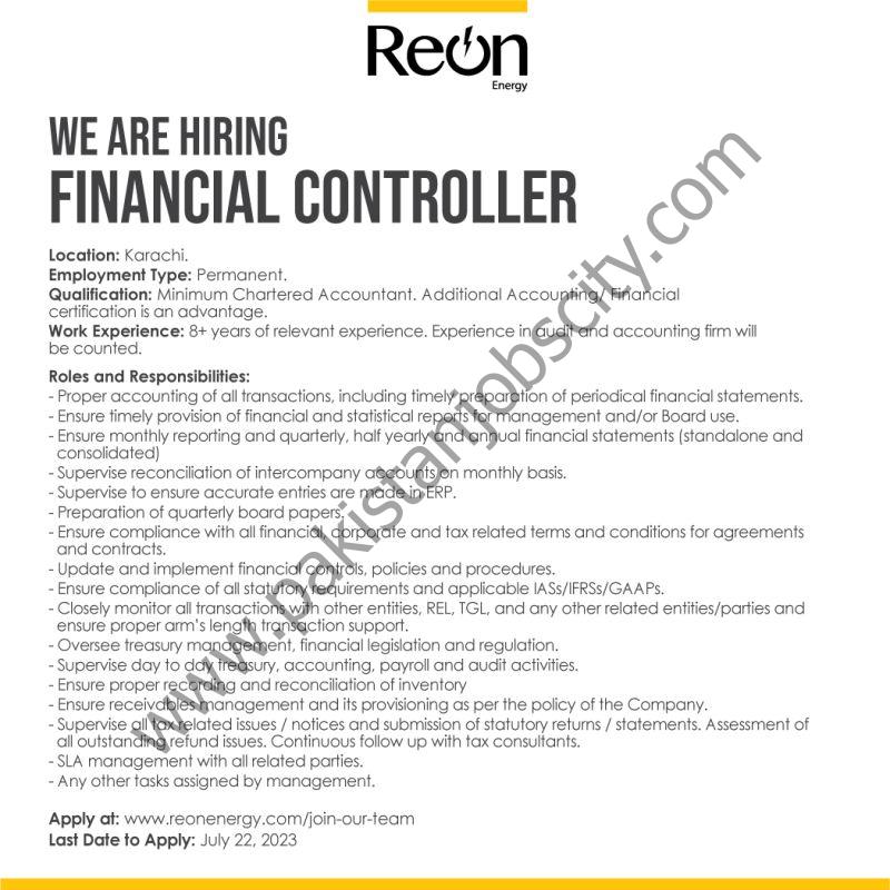 Reon Energy Limited Jobs Financial Controller 1