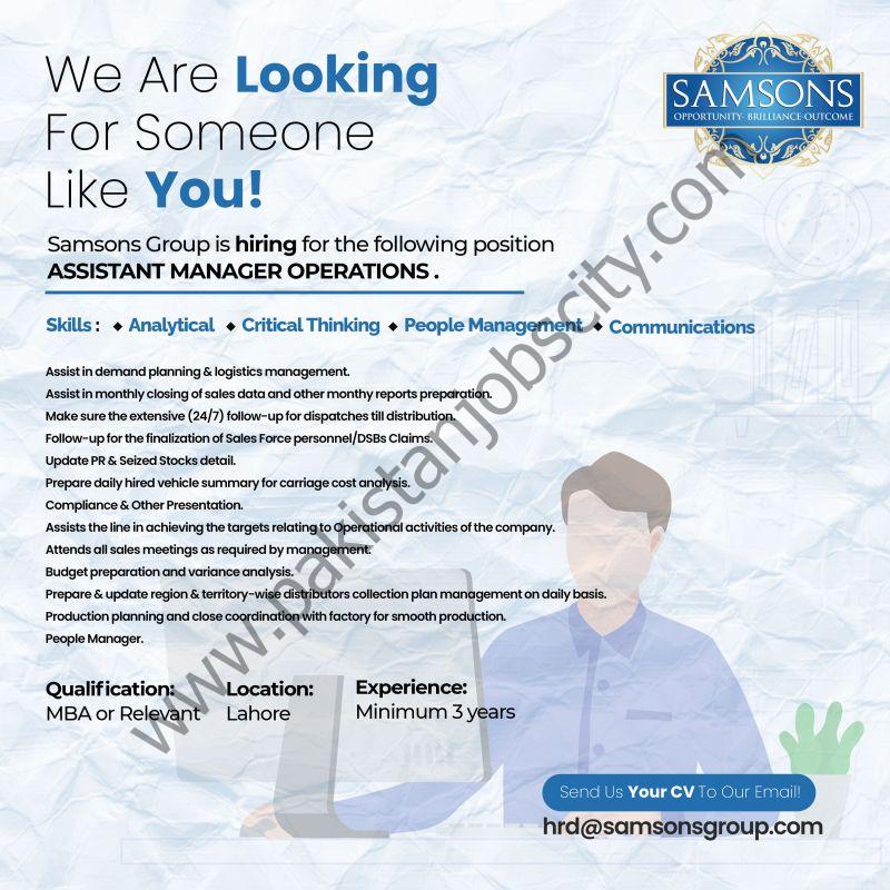 Samsons Group Of Companies Jobs Assistant Manager Operations  1