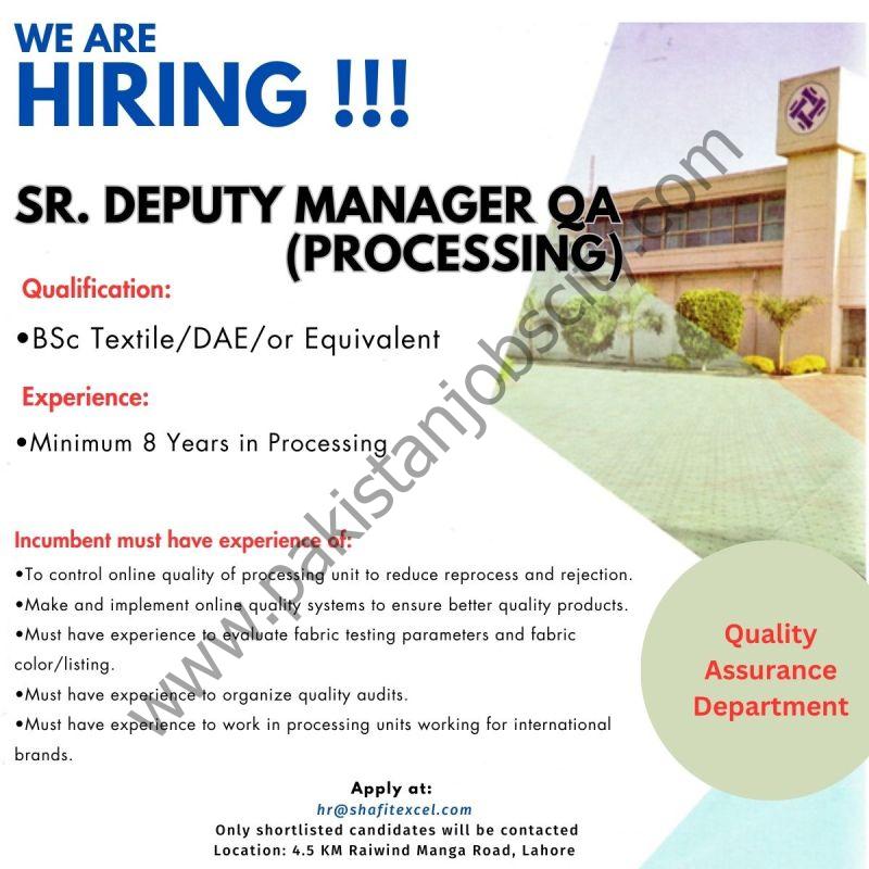 Shafi Texcel Limited Jobs Senior Deputy Manager QA 1