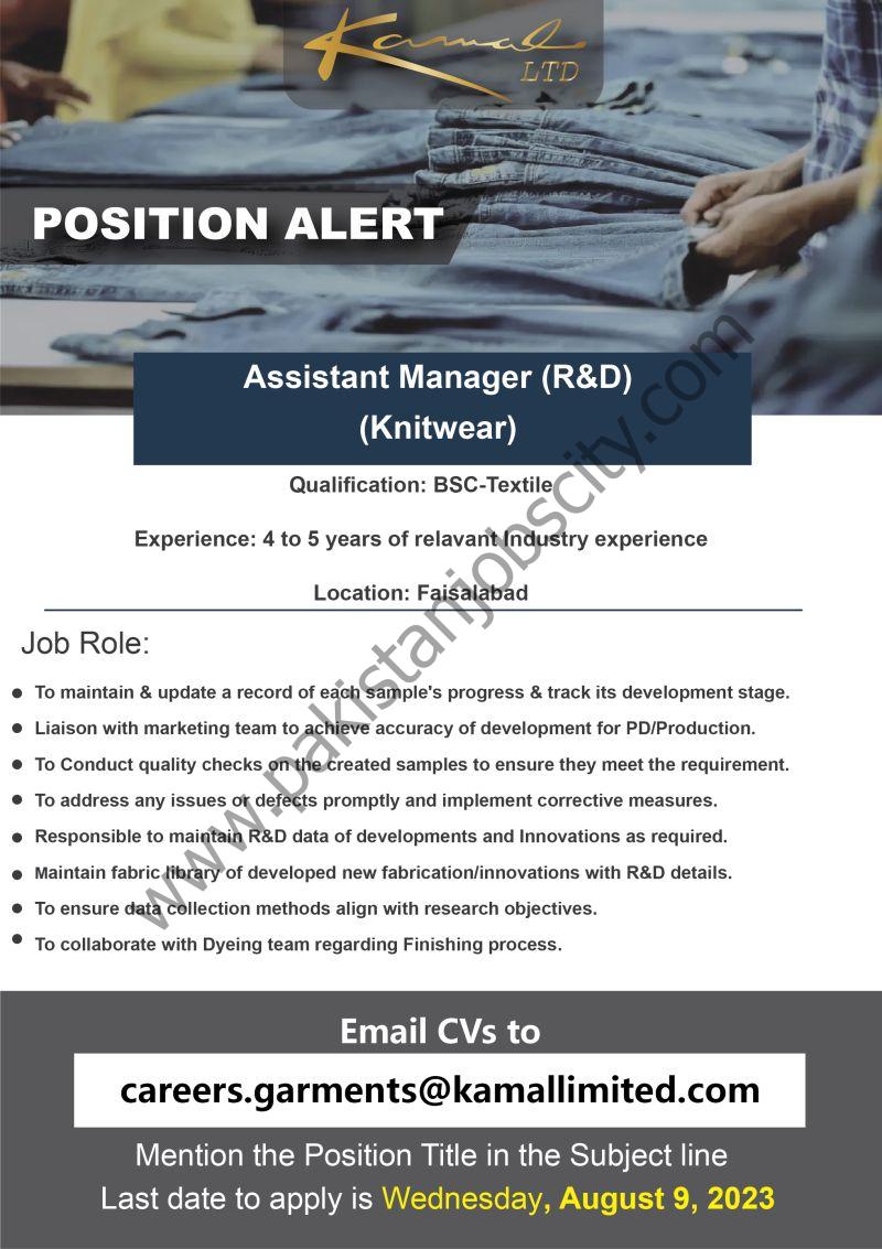 Kamal Limited Jobs Assistant Manager R&D 1