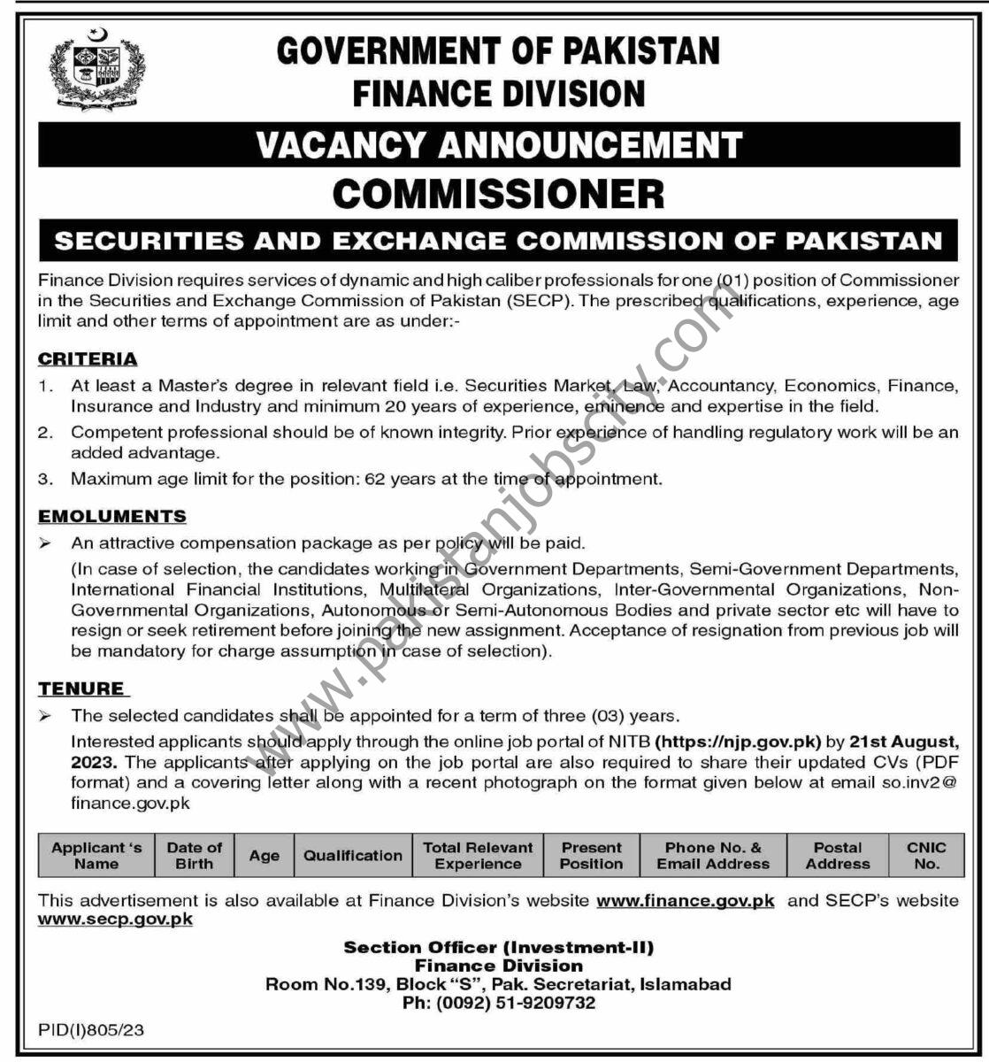 Securities & Exchange Commission SECP Jobs 02 August 2023 Dawn 1