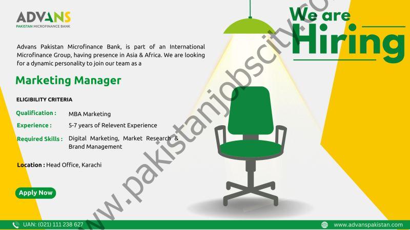 ADVANS Pakistan Microfinance Bank Limited Jobs Marketing Manager 1