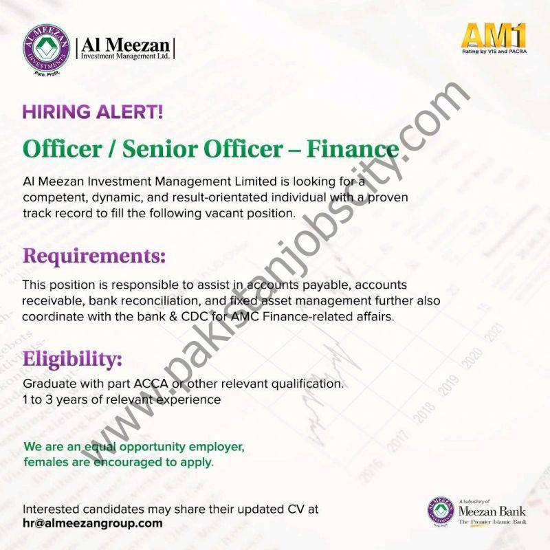 Al Meezan Investment Management Limited Jobs Officer / Senior Officer Finance1