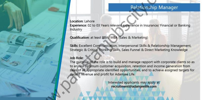 Adamjee Life Insurance Company Limited Jobs Relationship Manager 1