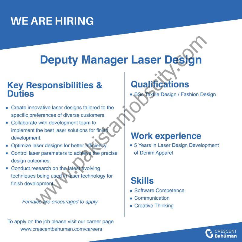 Crescent Bahuman Limited Jobs Deputy Manager Laser Design 1