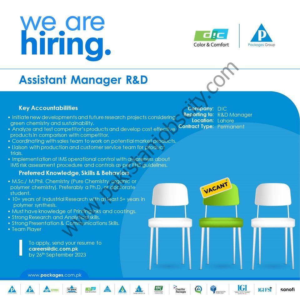 DIC Pakistan Limited Jobs Assistant Manager R&D 1