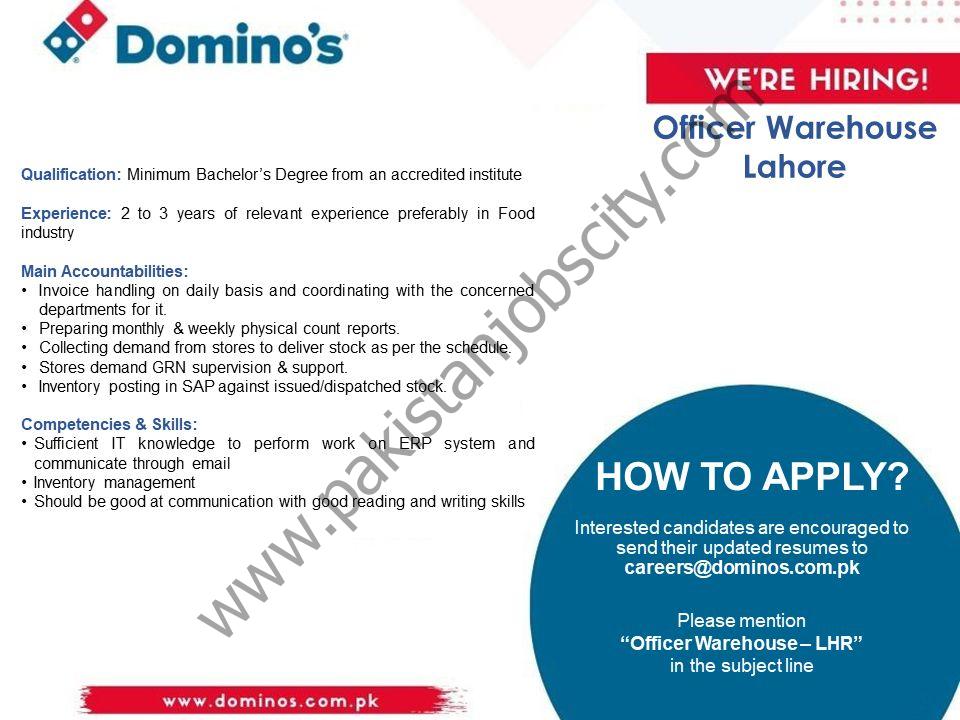 Domino's Pizza Pakistan Jobs Officer Warehouse 1