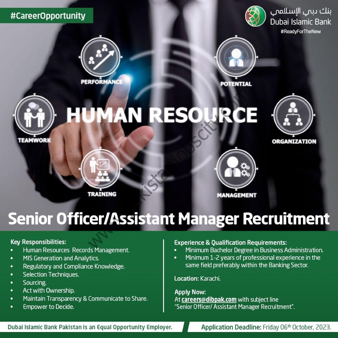 Dubai Islamic Bank Pakistan Jobs Senior Officer / Assistant Manager Recruitment 1
