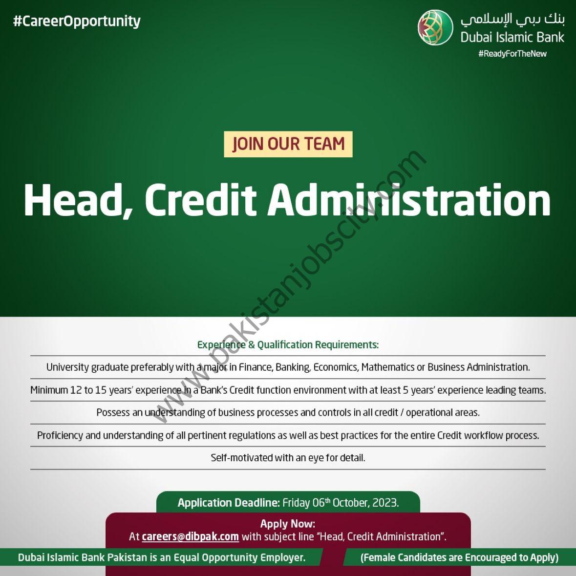Dubai Islamic Bank Pakistan Jobs Head Credit Administration 1