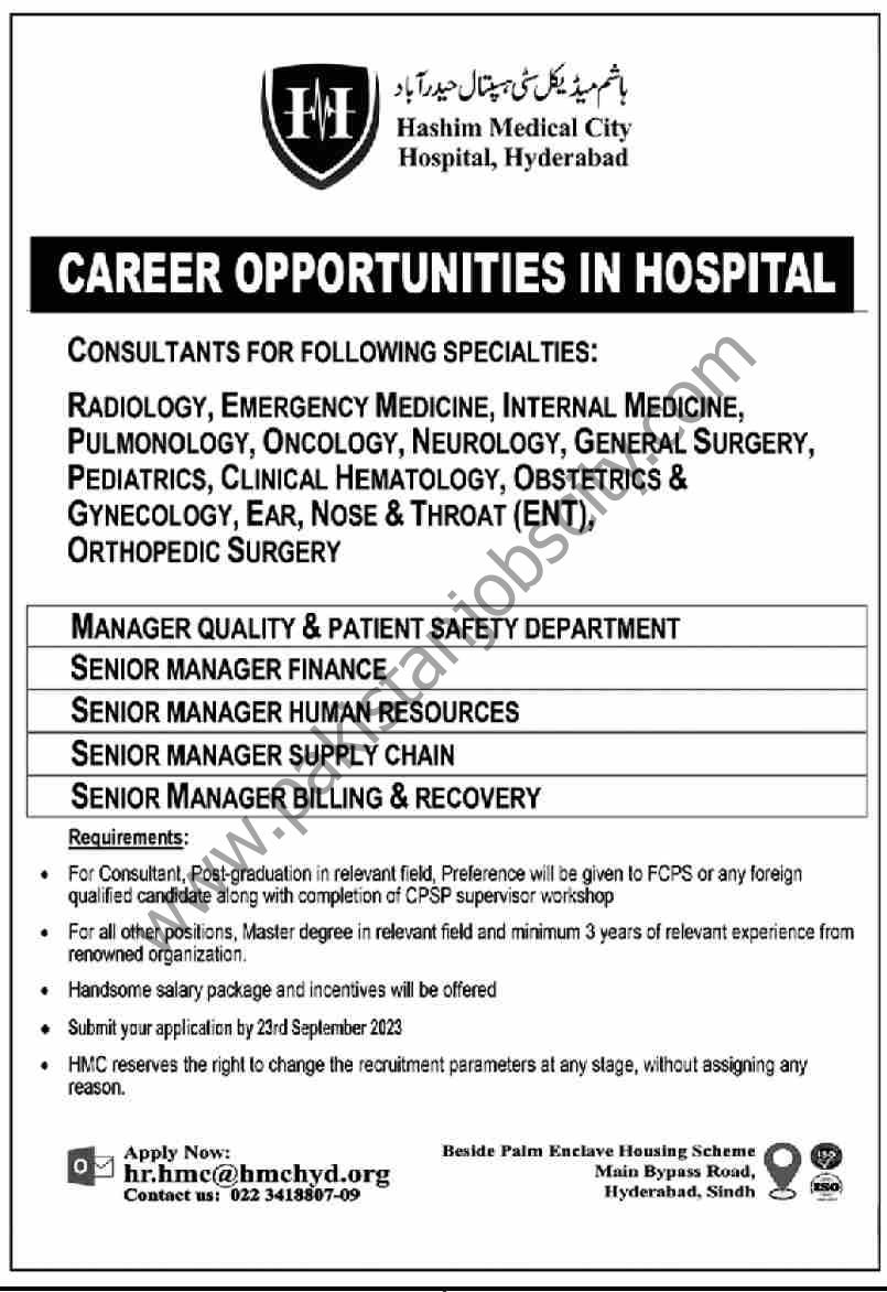 Hashim Medical City Hospital Hyderabad Jobs 10 September 2023 Dawn 1