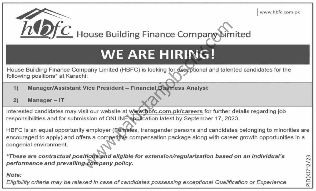House Building Finance Co Ltd HBFC Jobs 03 September 2023 Dawn 1