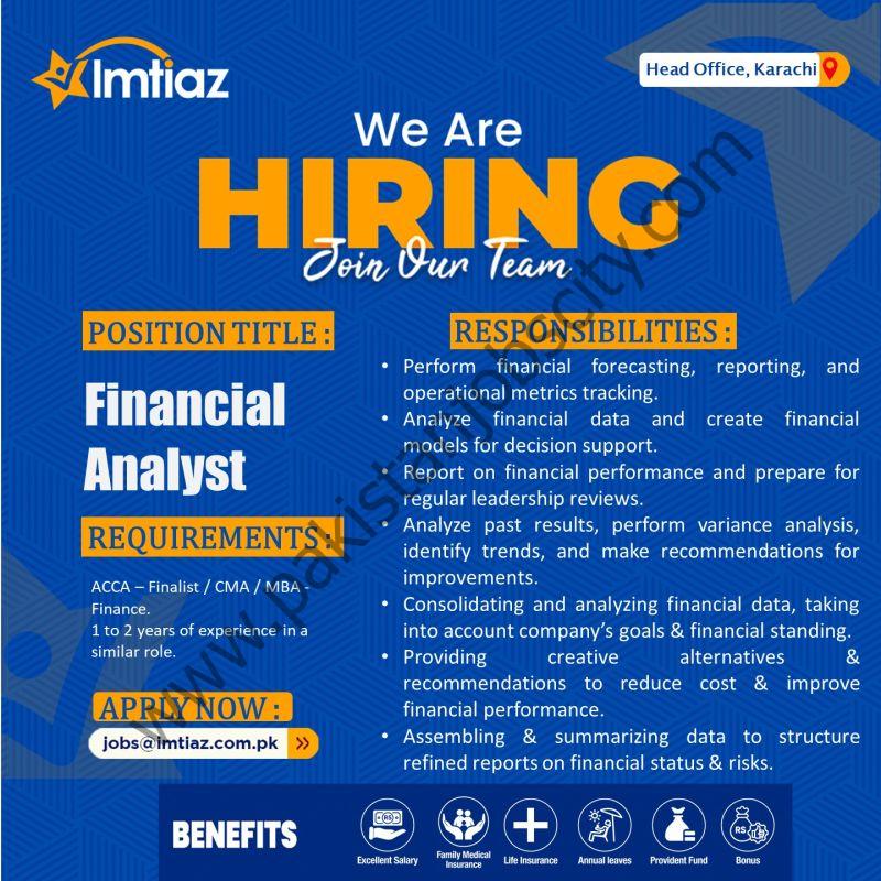 Imtiaz Super Market Jobs Financial Analyst 1