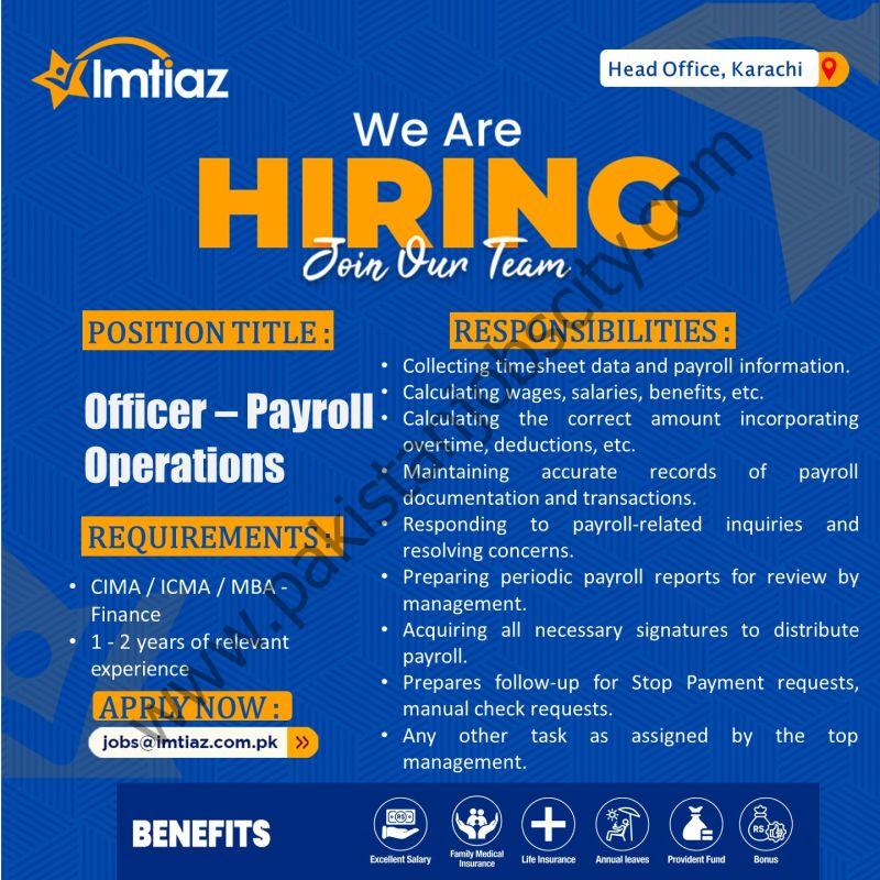 Imtiaz Super Market Jobs Officer Payroll Operations 1