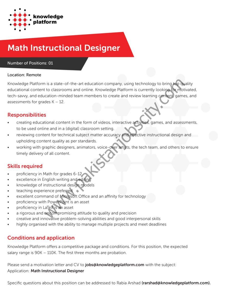 Knowledge Platform Jobs Maths Instructional Designer 1