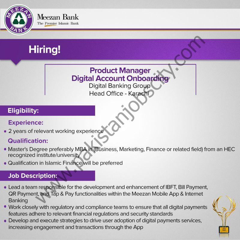 Meezan Bank Limited Jobs Product Manager Digital Account Onboarding 1