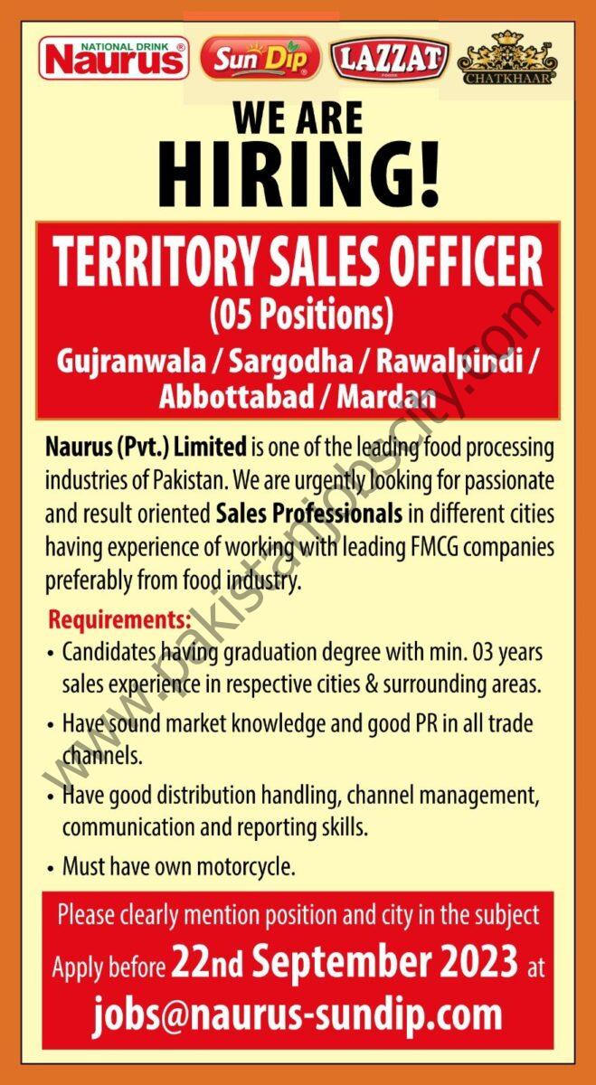 Naurus Pvt Ltd Jobs Territory Sales Officer 1