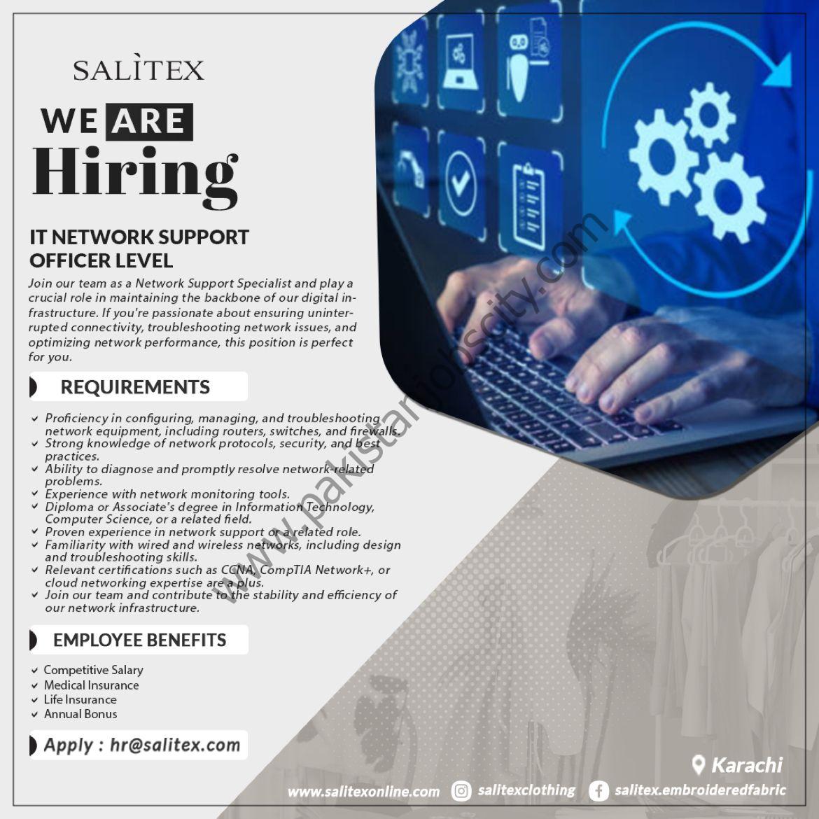 Salitex Pakistan Jobs IT Network Support Officer 1