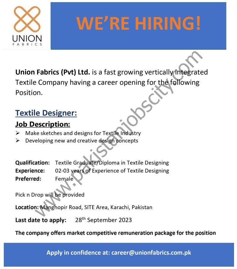 Union Fabrics Pvt Ltd Jobs September 2023 1