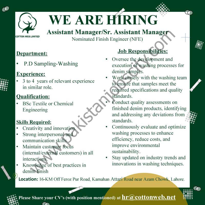 Cotton Web Limited Jobs Assistant Manager / Senior Assistant Manager 1