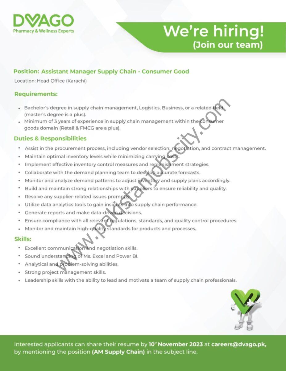 DVAGO Pharmacy & Wellness Experts Jobs Assistant Manager Supply Chain 1