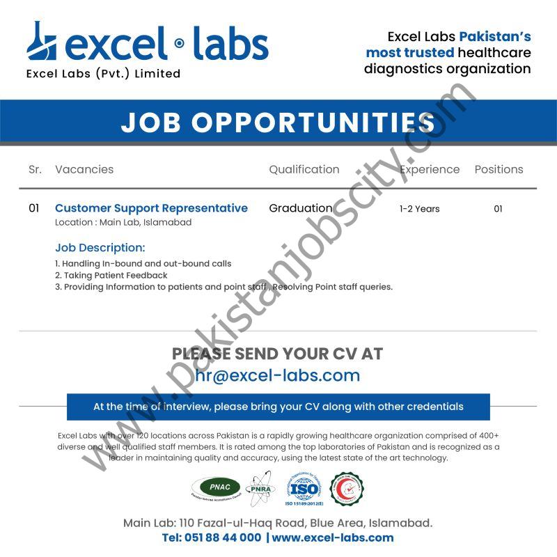 Excel Labs Pvt Ltd Jobs Customer Support Representative 1