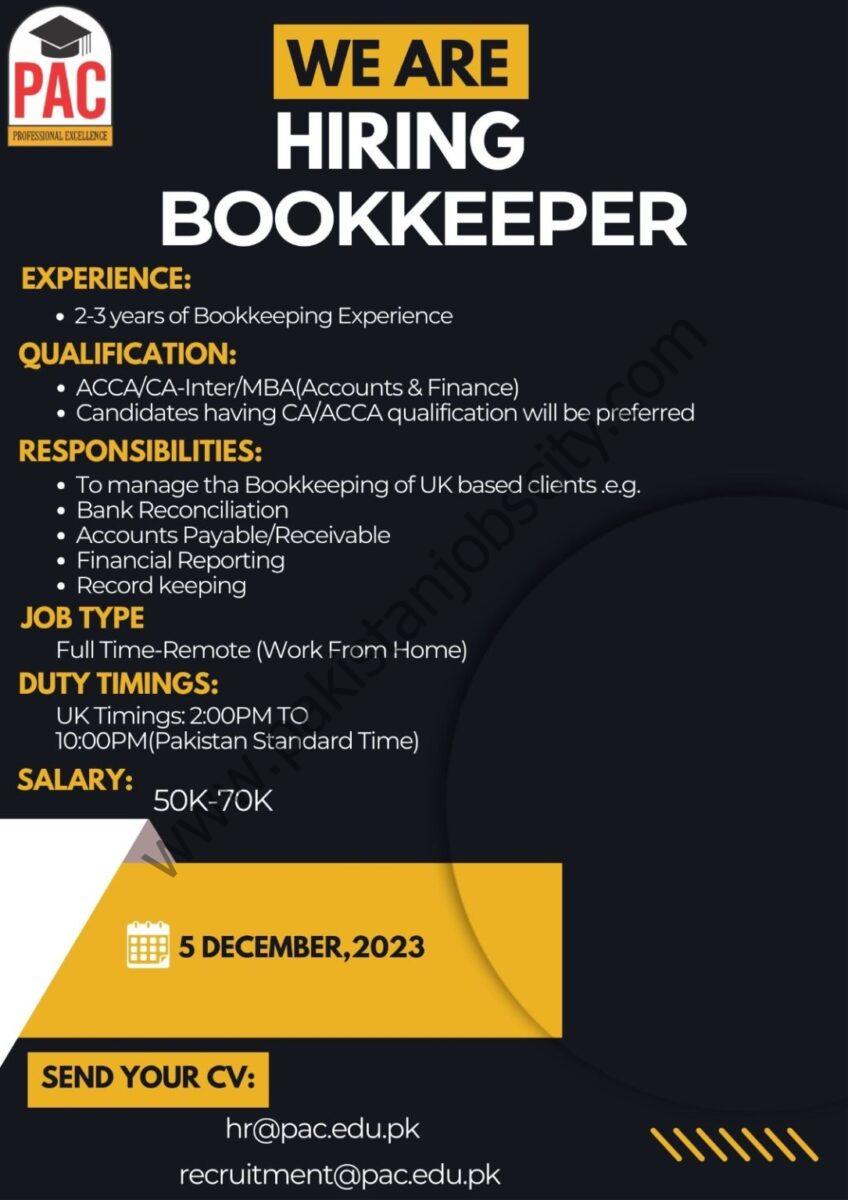 PAC Professional Academy of Commerce Jobs Book Keeper 1