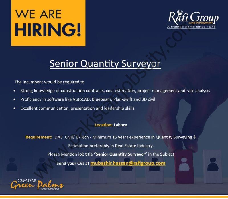 Rafi Group Jobs Senior Quantity Surveyor 1