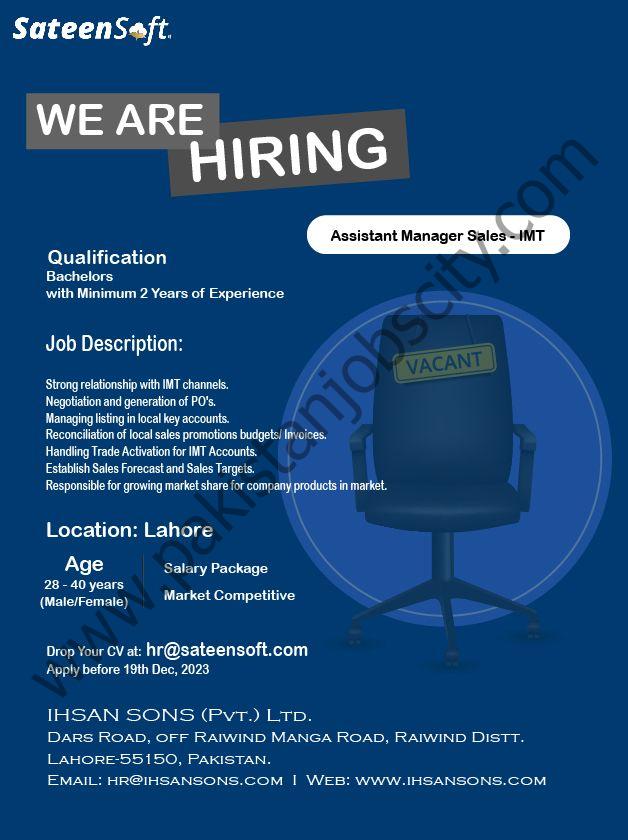 Sateensoft Pvt Ltd Jobs Assistant Manager Sales IMT 1