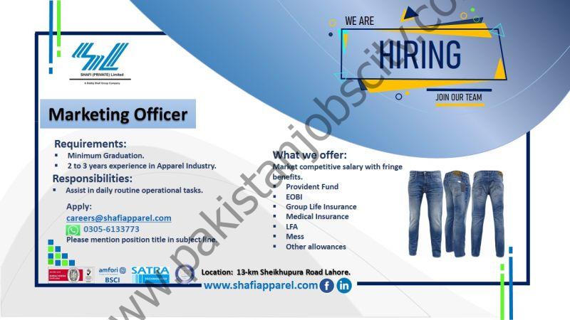 Shafi Pvt Ltd Jobs Marketing Officer 1