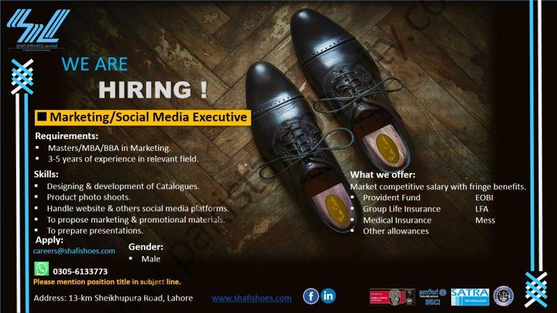 Shafi Pvt Ltd Jobs Marketing / Social Media Executive 1