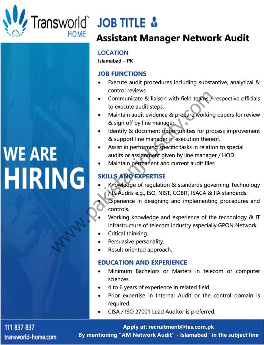 Transworld Home Jobs Assistant Manager Network Audit 2