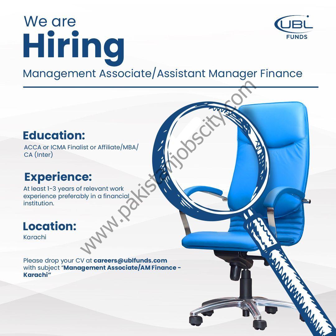 UBL Funds Manager Jobs Management Associate / Assistant Manager Finance 1