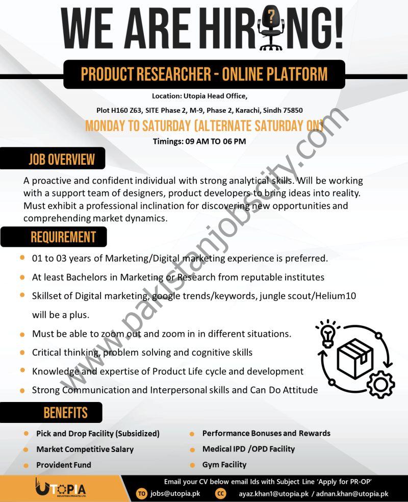 Utopia Industries Pvt Ltd Jobs Product Researcher Online Platforms 1