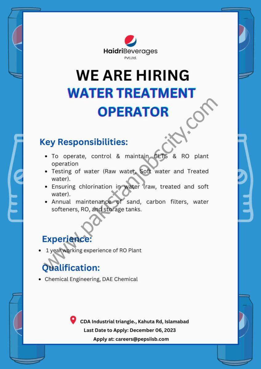 Haidri Beverages Pvt Ltd Jobs Water Treatment Operator 1
