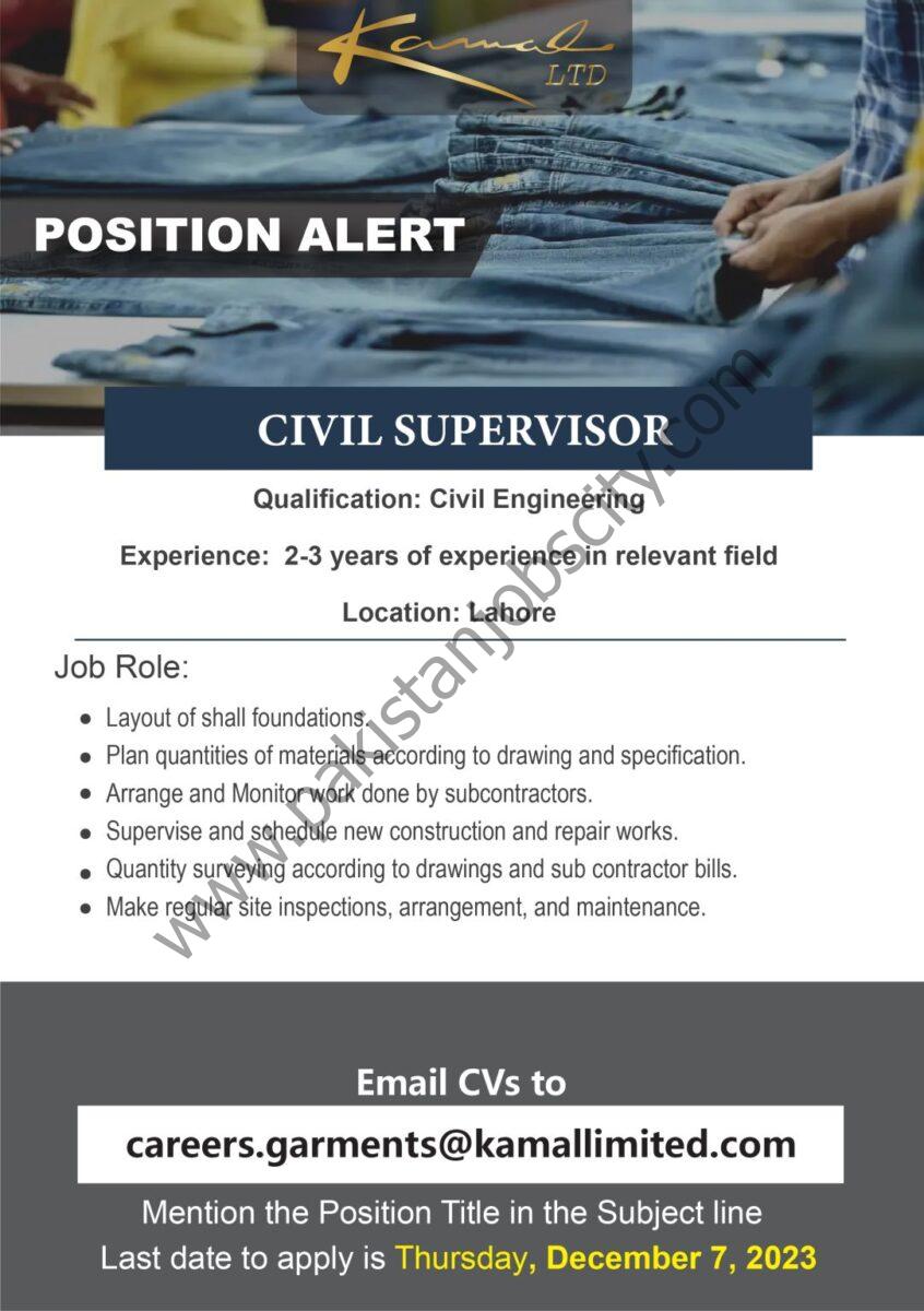 Kamal Limited Jobs Civil Supervisor 1