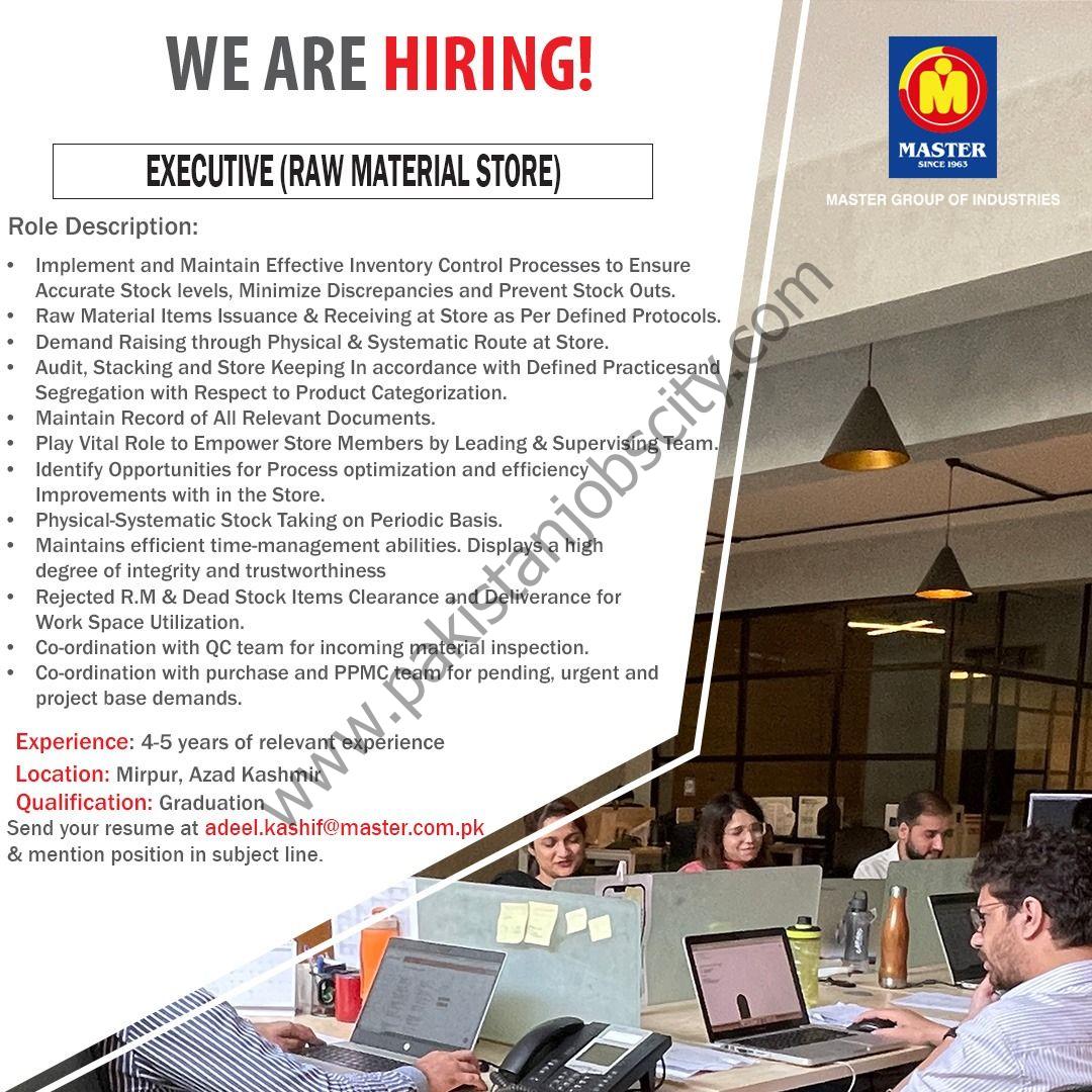 Master Group Of Companies Jobs Executive Raw Material Store 1