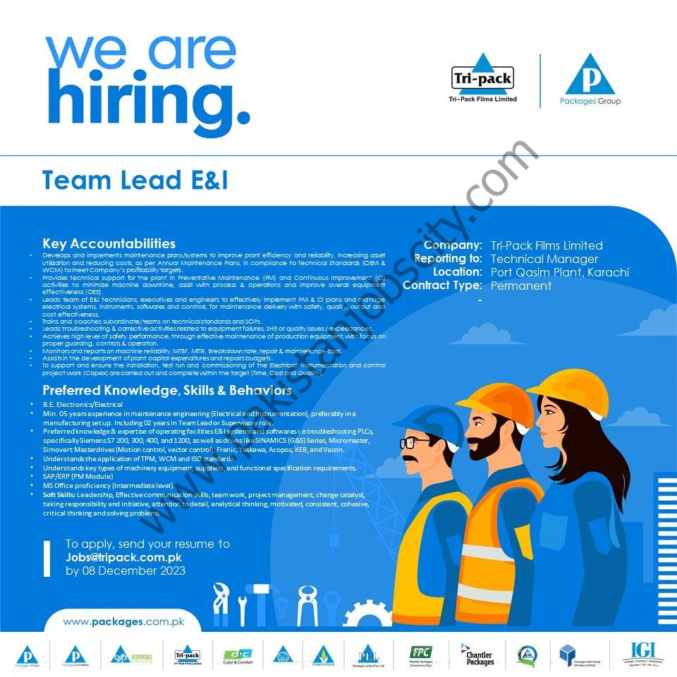Tri-Pack Films Ltd Jobs Team Lead E&I 1