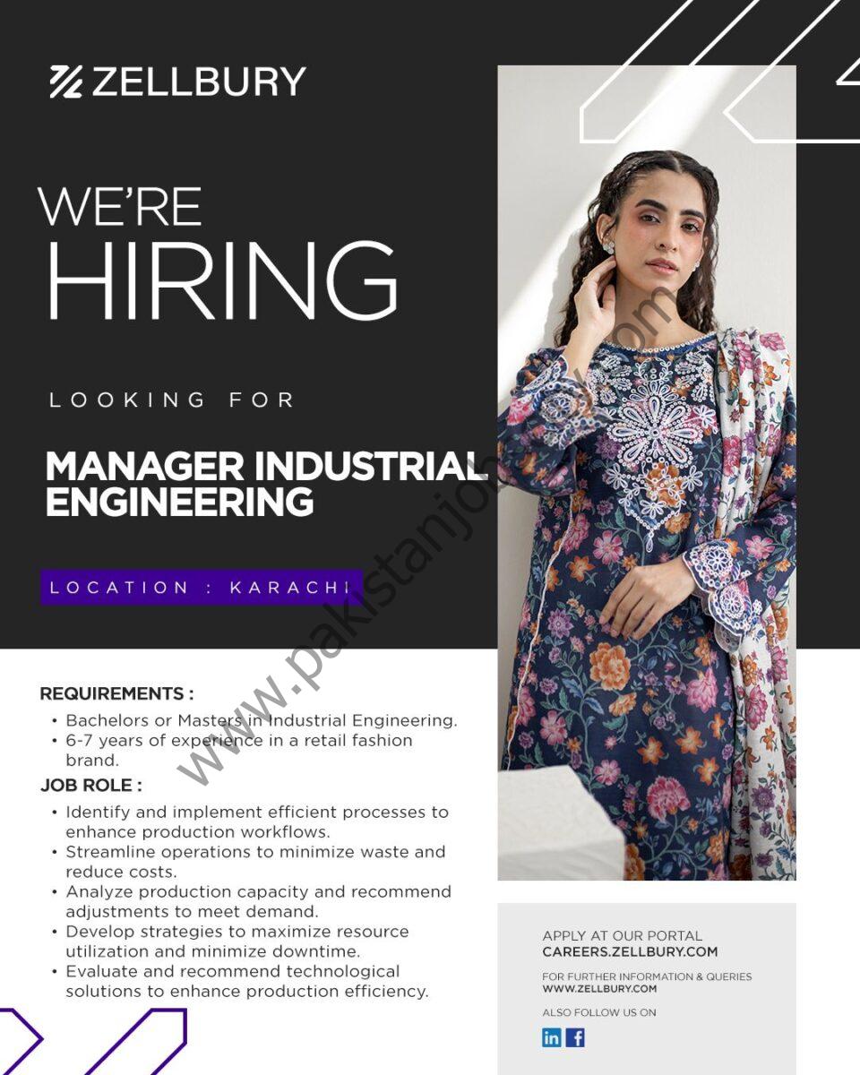 Zellbury Pakistan Jobs Manager Industrial Engineering 1