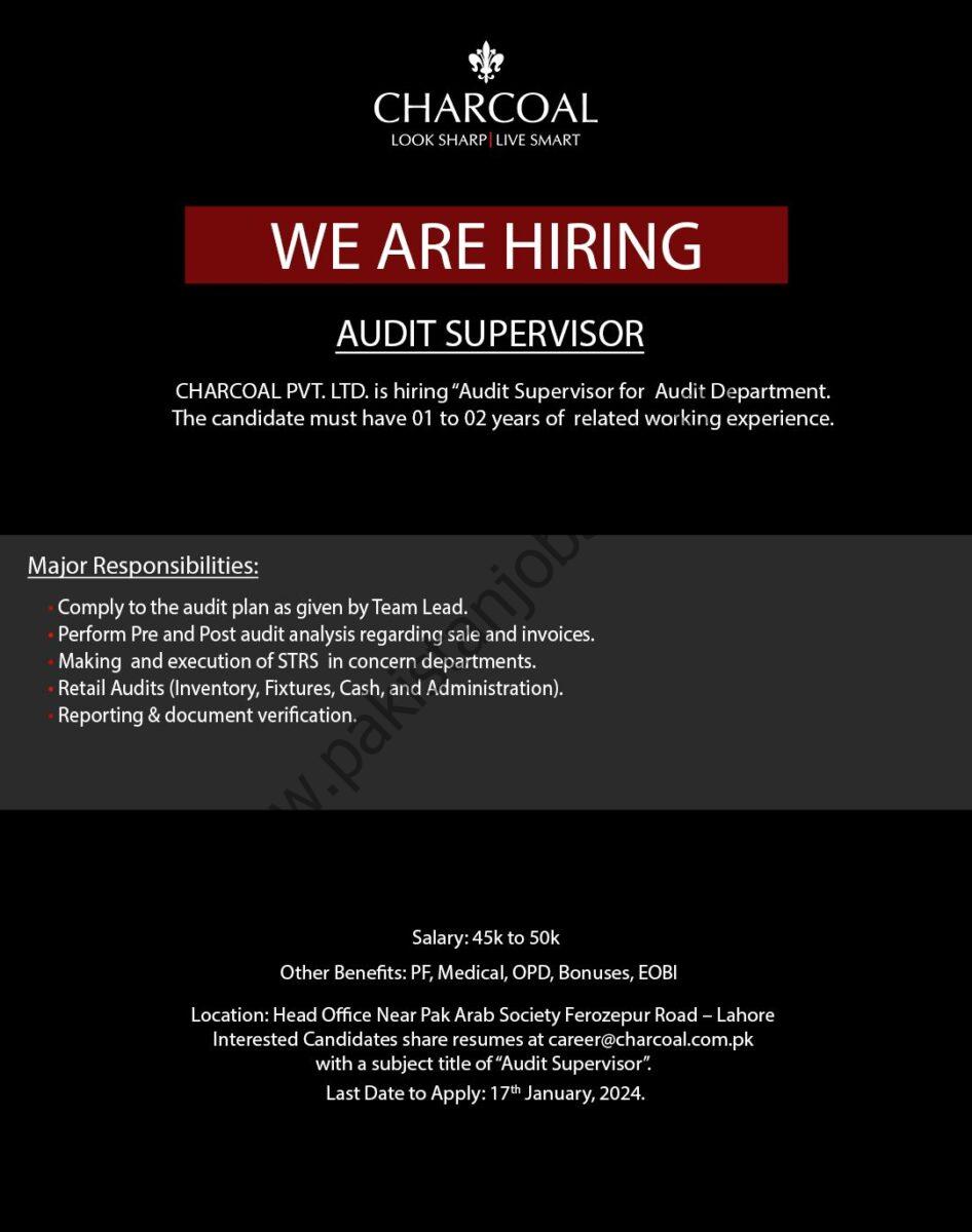 Charcoal Pvt Ltd Jobs Audit Supervisor  1