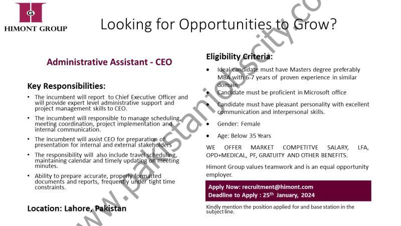 Himont Group Jobs Administrative Assistant CEO 1