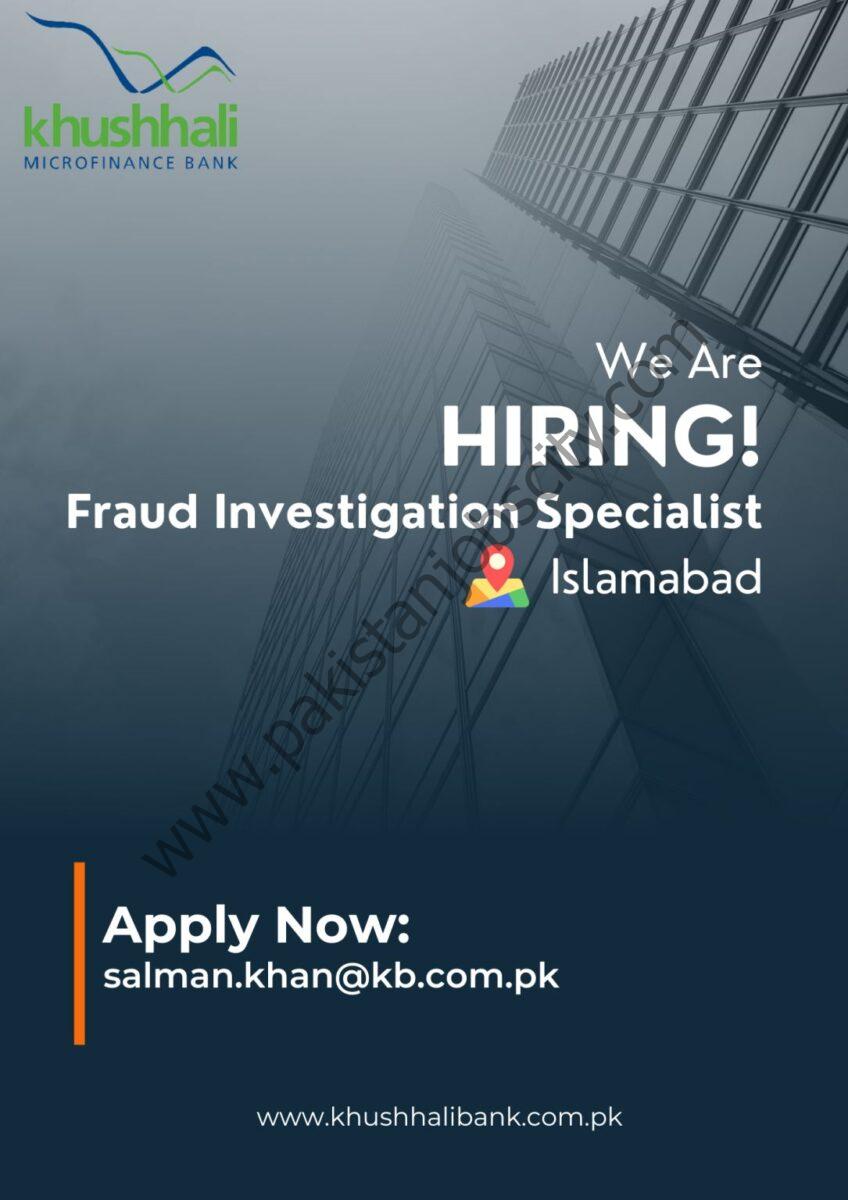 Khushhali Microfinance Bank Limited Jobs Fraud Investigation Specialist 1
