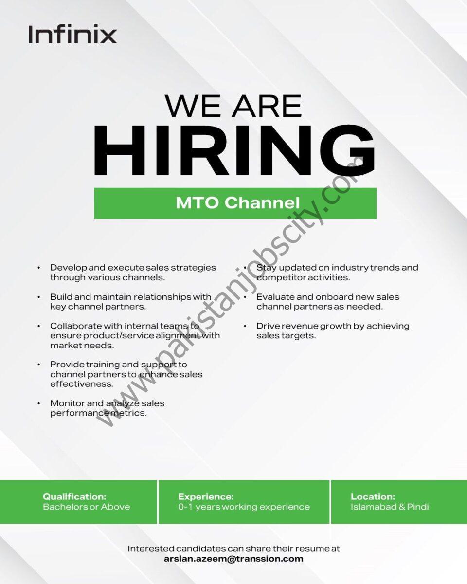Infinix Mobile Pakistan Jobs MTO Channel 1