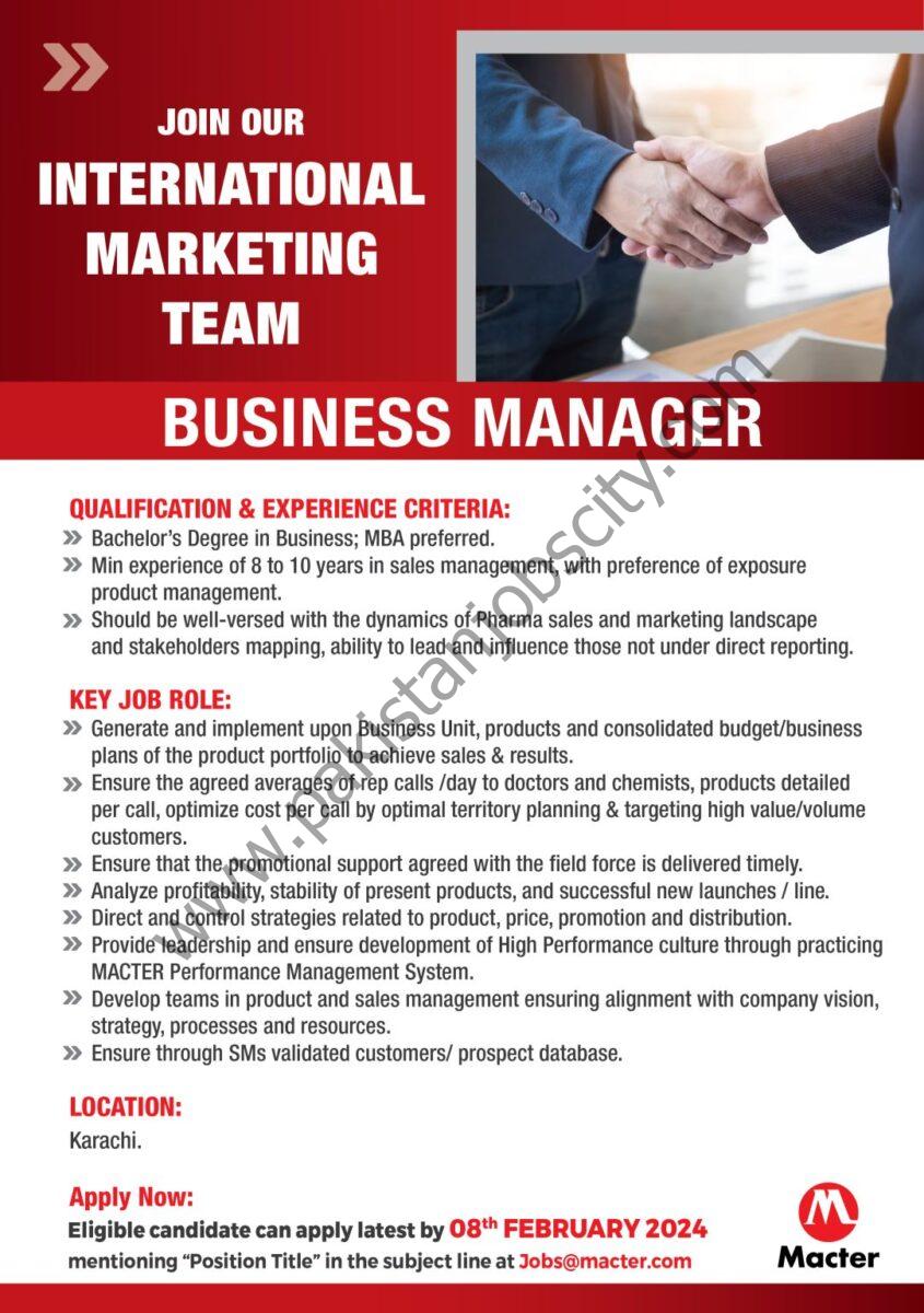 Macter International Pvt Ltd Jobs Business Manager 1