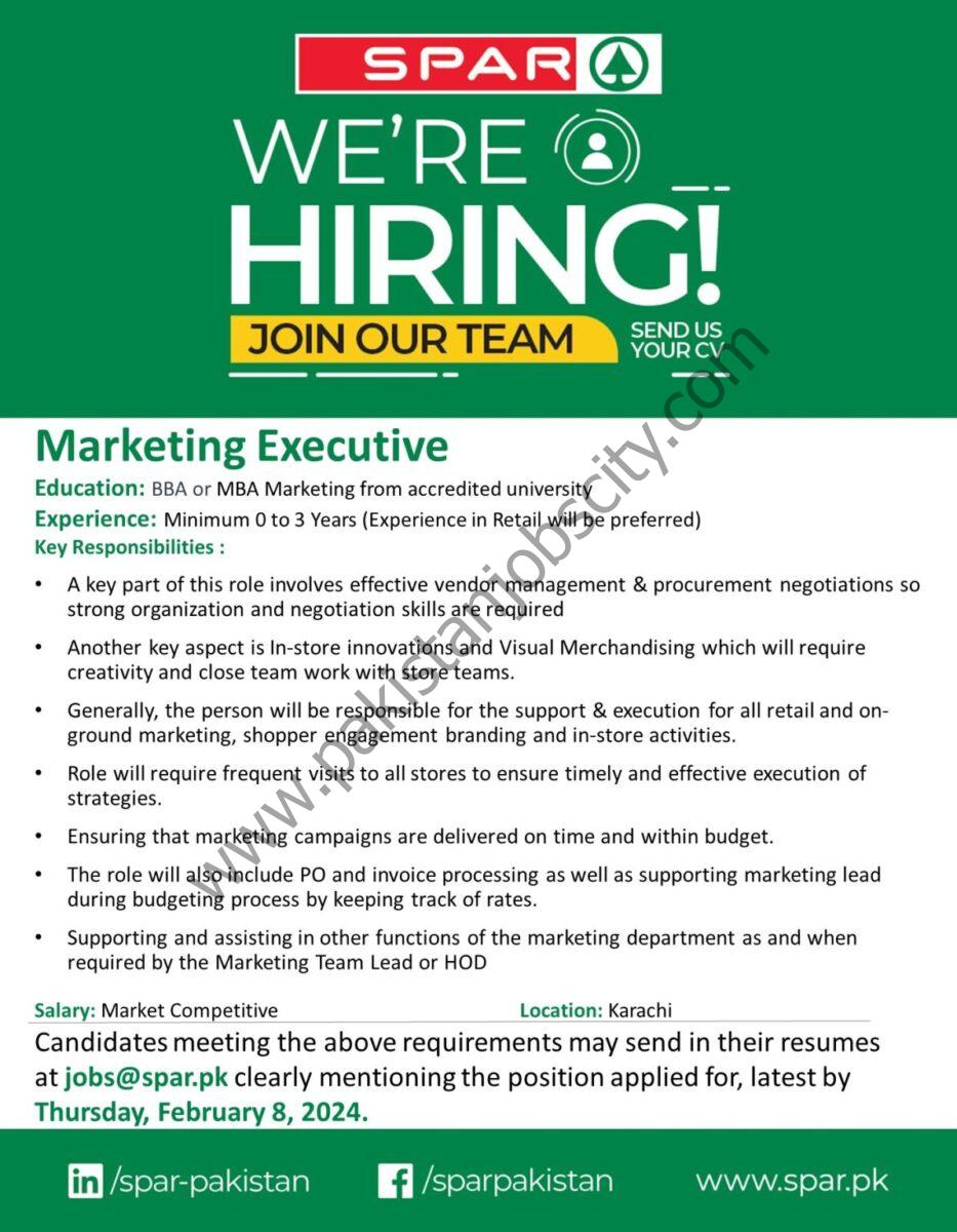 SPAR Pakistan Jobs Marketing Executive 1
