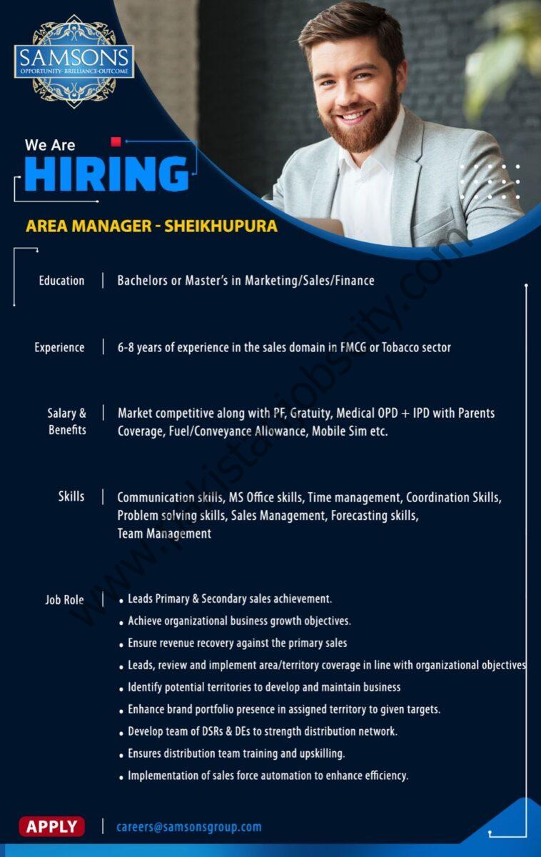 Samsons Group Of Companies Jobs Area Manager 1