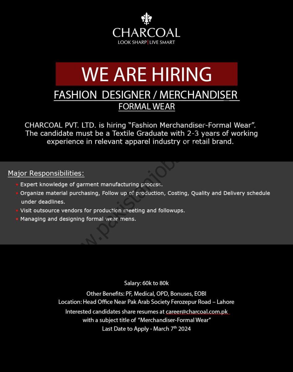 Charcoal Pvt Ltd Jobs Fashion Designer / Merchandiser 1