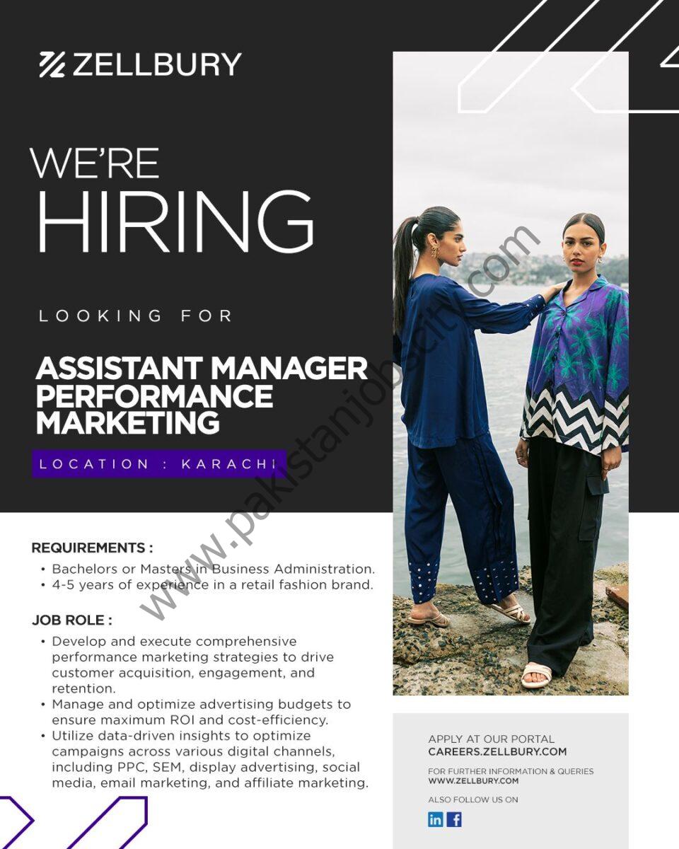 Zellbury Pakistan Jobs Assistant Manager Performance Marketing 1